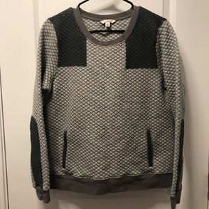 LL Bean Grey Quilted Crew Neck Sweater